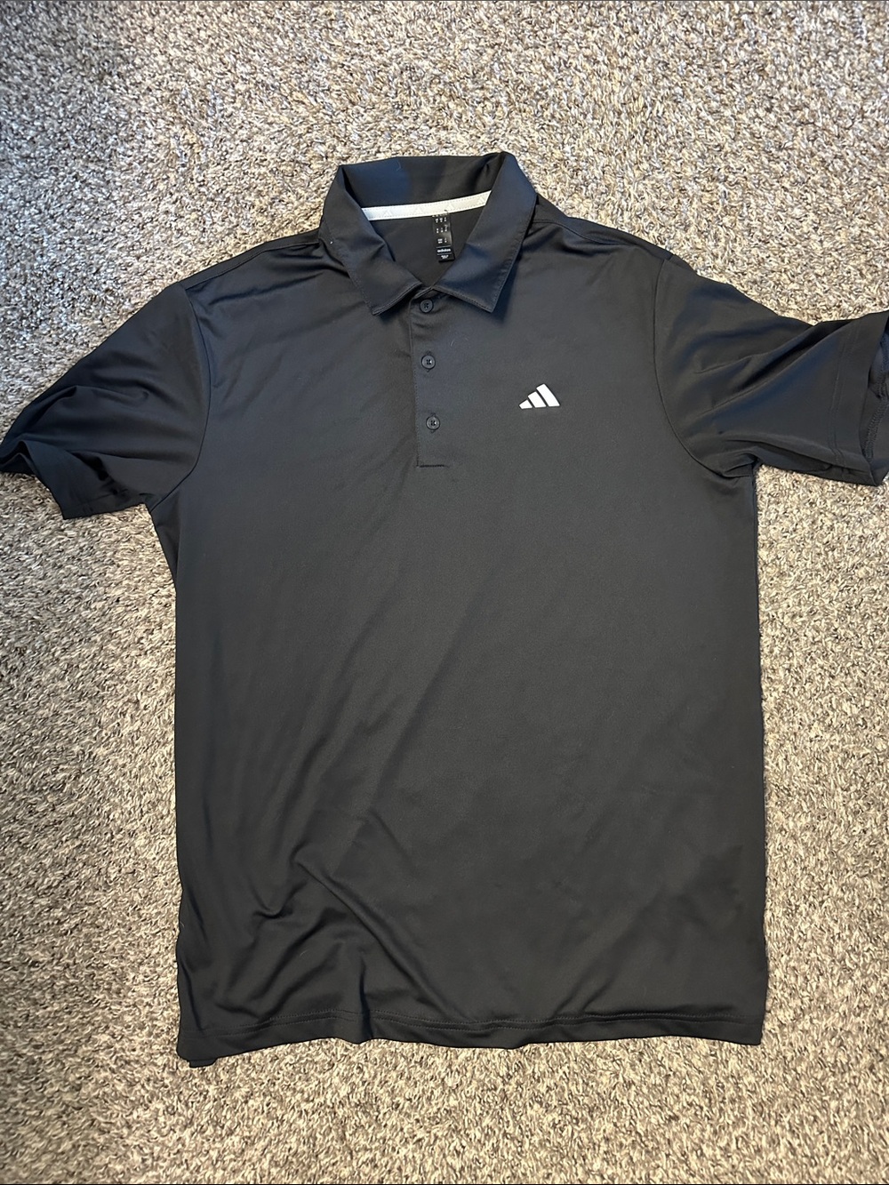 adidas Black Short-Sleeve Polo with White Logo